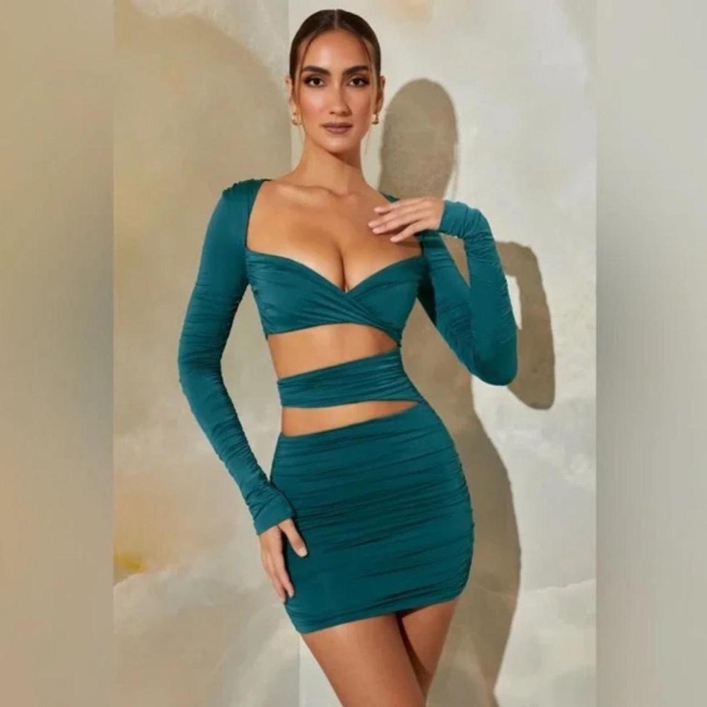 Oh Polly Teal Elegant Dress